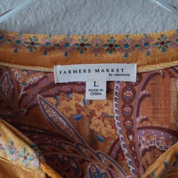 Festival Hippie 70s Velvet Bib Top Blouse Large Yarn Tassel Bell Sleeves Boho - Picture 9 of 11